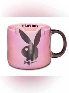 PLAYBOY Pink Iridescent Big Bunny Logo 20oz. Mug with Silvertone Handle- New